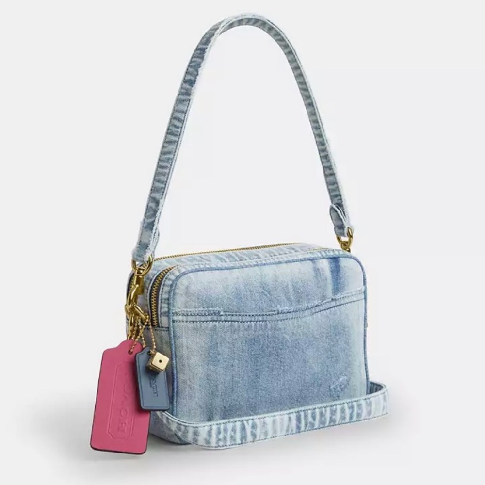 Coach NWT Carey Crossbody Bag In Loved Denim With Charms - Picture 2 of 9